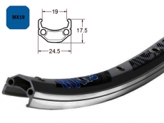 Felge 28'' 19-622 EXAL MX19 schwarz 36 Loch o.sen geschliffen VL 8,5mm