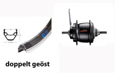 BW 28''HR 19-622 ZX19 schwarz m.D.36L. Nexus 8 R.& Disk 5Loch schwarz Sp.Ni.sz
