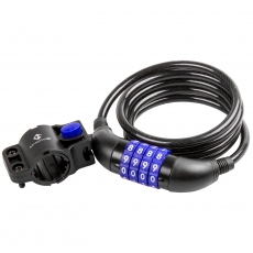 M-Wave Spiralkabel Zahlenschloss 150cm Ø 8mm schwarz mit Clip Rahmenhalter