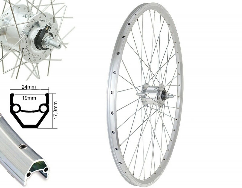 BW 20''VR 19-406 DMS19 silber mit �se 36L. Shim.ND DHC30003 Mutternausf�hrung, Vollachse silber Speichen 2mm Nirosta silber