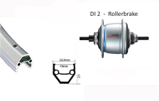 BW 28''HR 19-622 DMC19 silber m..36L. Nexus 8 DI2 FL Rollerbrake si Sp.Ni.si