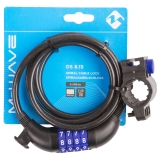 M-Wave Spiralkabel Zahlenschloss 150cm Ø 8mm schwarz mit Clip Rahmenhalter