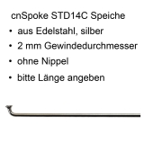 cnSpoke Nirosta Speiche M2 silber ohne Nippel